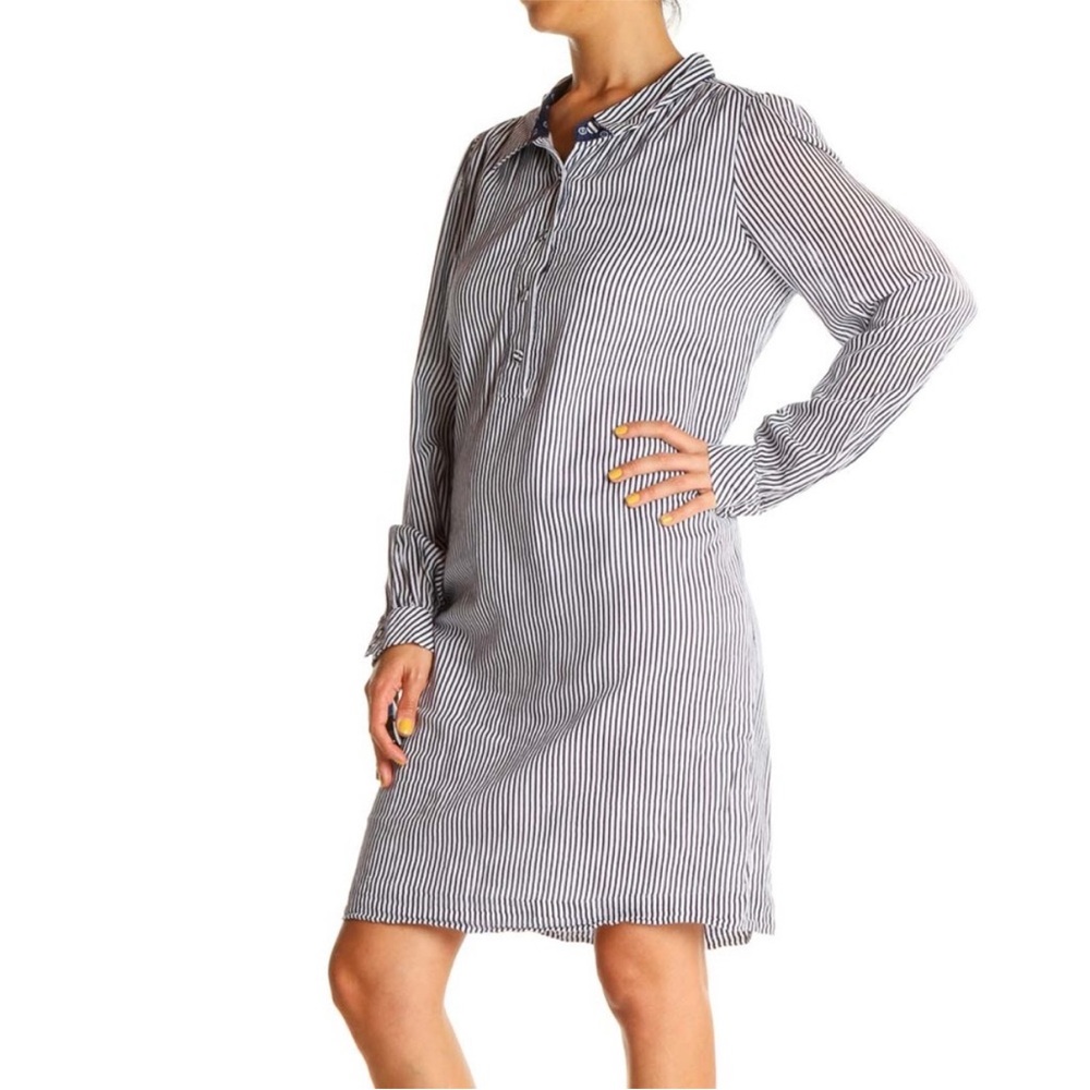 Lilly Pulitzer White Blue Striped Day Shirt‎ Dress size4